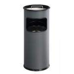 Durable Metal Waste Bin Round 17 Litre with integrated 2L Ashtray Includes 1.5kg Sand Charcoal - 333058 28188DR