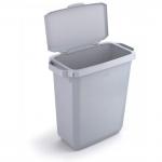 Durable DURABIN Plastic Waste Recycling Bin 60 Litre Rectangular Grey with Grey Hinged Lid - VEH2022012 28293DR