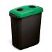 Durable DURABIN ECO 80% Recycled Plastic Waste Recycling Bin 60 Litre Rectangular Black with Green Hinged Lid with Two Circular Holes - VEH2023028 28377DR