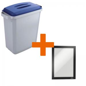 Click to view product details and reviews for Durable Durabin Plastic Waste Recycling Bin 60 Litre Grey With Blue.