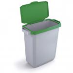 Durable DURABIN Plastic Waste Recycling Bin 60 Litre Grey with Green Hinged Lid & Black A5 DURAFRAME Self-Adhesive Sign Holder - VEH2023006 28419DR