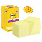 Post-it Super Sticky Notes 76x76mm Canary Yellow Promo Pack 90 Sheets per Pad (Pack 8 + 4 Free) - 7100290174 28552MM