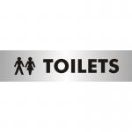 SECO Sliding Sign TOILETS Reversed Printed Acrylic Door Sign Brushed Aluminium Composite 190 x 45mm - BAC111 28601SS