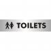 SECO Sliding Sign TOILETS Reversed Printed Acrylic Door Sign Brushed Aluminium Composite 190 x 45mm - BAC111 28601SS