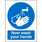 SECO Mandatory Safety Sign Now Wash Your Hands Self Adhesive Vinyl 150 x 200mm - M001SAV150X200 28643SS