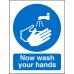 SECO Mandatory Safety Sign Now Wash Your Hands Self Adhesive Vinyl 150 x 200mm - M001SAV150X200 28643SS