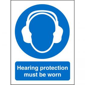 SECO Mandatory Safety Sign Hearing Protection Must Be Worn Self Adhesive Vinyl 150 x 200mm - M002SAV150X200 28657SS