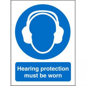 SECO Mandatory Safety Sign Hearing Protection Must Be Worn Semi Rigid Plastic 150 x 200mm - M002SRP150X200 28664SS