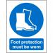 Seco Mandatory Safety Sign Foot Protection Must Be Worn Self Adhesive Vinyl 150 x 200mm - M003SAV150X200 28671SS