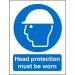 Seco Mandatory Safety Sign Head Protection Must Be Worn Self Adhesive Vinyl 150 x 200mm - M005SAV150X200 28699SS