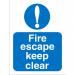 Seco Mandatory Safety Sign Fire Escape Keep Clear Self Adhesive Vinyl 150 x 200mm - M025SAV150X200 28727SS