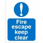 SECO Mandatory Safety Sign Fire Escape Keep Clear Self Adhesive Vinyl 150 x 200mm - M025SAV150X200 28727SS