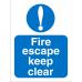 SECO Mandatory Safety Sign Fire Escape Keep Clear Self Adhesive Vinyl 150 x 200mm - M025SAV150X200 28727SS