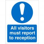 SECO Mandatory Safety Sign All Visitors Must Report to Reception Self Adhesive Vinyl 150 x 200mm - M227SAV150X200 28741SS