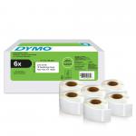Dymo LabelWriter Self Adhesive Return Address Labels 25x54mm (Pack of 6 Rolls of 500 Labels) 2177564 28743NR
