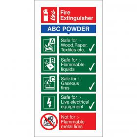 SECO Fire Fighting Equipment Safety Sign Fire Extinguisher ABC Powder Self Adhesive Vinyl 100 x 200mm - FF092SAV100X200 28818SS