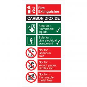 SECO Fire Fighting Equipment Safety Sign Fire Extinguisher Carbon Dioxide Self Adhesive Vinyl 100 x 200mm - FF093SAV100X200 28832SS