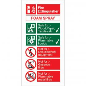 SECO Fire Fighting Equipment Safety Sign Fire Extinguisher Foam Spray Self Adhesive Vinyl 100 x 200mm - FF094SAV100X200 28846SS