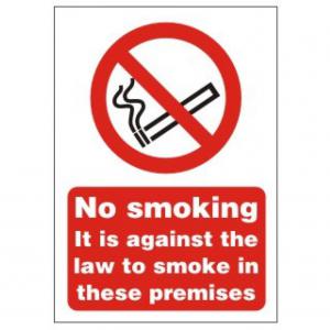 SECO Prohibition Safety Sign No Smoking It Is Against The Law To Smoke