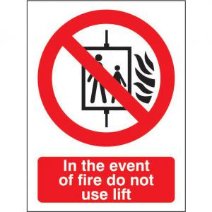 SECO Prohibition Safety Sign In The Event Of Fire Do Not Use Lift Self