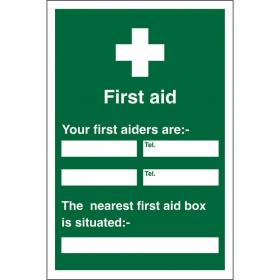 SECO Safe Procedure Safety Sign First Aiders Self Adhesive Vinyl 200 x 300mm - KS008SAV200X300 28937SS