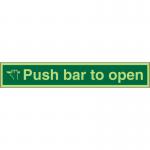 SECO Photoluminescent Safe Procedure Safety Sign Push Bar To Open Glow In The Dark 300 x 50mm - SP127PLV300X50 28965SS