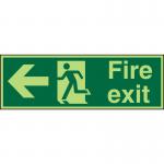 SECO Photoluminescent Safe Procedure Safety Sign Fire Exit Man Running and Arrow Pointing Left Glow In The Dark 450 x 150mm - SP120PLV450X150 29021SS