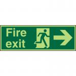 SECO Photoluminescent Safe Procedure Safety Sign Fire Exit Man Running and Arrow Pointing Right Glow In The Dark 450 x 150mm - SP121PLV450X150 29035SS