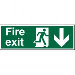 Seco Safe Prodecure Safety Sign Fire Exit Man Running Right and Arrow Pointing Down Semi Rigid Plastic 450 x 150mm - SP124SRP450X150 29042SS