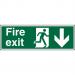 Seco Safe Prodecure Safety Sign Fire Exit Man Running Right and Arrow Pointing Down Semi Rigid Plastic 450 x 150mm - SP124SRP450X150 29042SS