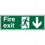 SECO Safe Prodecure Safety Sign Fire Exit Man Running Right and Arrow Pointing Down Semi Rigid Plastic 450 x 150mm - SP124SRP450X150 29042SS