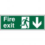 SECO Photoluminescent Safe Prodecure Safety Sign Fire Exit Man Running Right and Arrow Pointing Down Glow In The Dark 450 x 150mm - SP124PLV450X150 29049SS