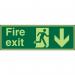 SECO Photoluminescent Safe Prodecure Safety Sign Fire Exit Man Running Right and Arrow Pointing Down Glow In The Dark 450 x 150mm - SP124PLV450X150 29049SS