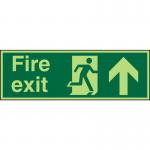 SECO Photoluminescent Safe Prodecure Safety Sign Fire Exit Man Running Right and Arrow Pointing Up Glow In The Dark 450 x 150mm - SP129PLV450X150 29063SS