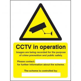 SECO Warning Safety Sign CCTV In Operation Semi Rigid Plastic 150 x 200mm - W0143SRP150X200 29077SS
