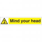 SECO Warning Safety Sign Mind Your Head Self Adhesive Vinyl 300 x 50mm - W0186SAV300X50 29119SS