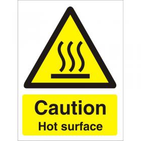 SECO Warning Safety Sign Caution Hot Surface Self Adhesive Vinyl 50 x 75mm (Pack 5) - W0187SAV50X75 P5 29126SS