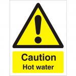 SECO Warning Safety Sign Caution Hot Water Self Adhesive Vinyl 50 x 75mm (Pack 5) - W0189SAV50X75 P5 29133SS