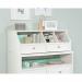The photograph captures an elegant and versatile Teknik SoHo Furniture Teknik Craft Organiser Hutch Unit in a pristine white finish. Its sleek and compact design measures W816 x D296 x H300mm, providing ample storage space for all your crafting needs.