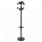 Alba Stan Coat Stand 8 Pegs and 2 Hooks 5Kg Weighted Base 48 x 355 x 1750mm Silver GreyBlack - PMSTAN3 M 29490AL