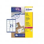 Avery Laser Address Labels 63.5 x 38.1 mm White (Pack 210 Labels) - L7160-10 29518AV