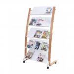 Alba Mobile Wooden Floor Stand 5 x 3 Compartments A4 Format Literature Display H1650 x W860 x D520mm Light WoodWhite - DD5GMW BC 29777AL