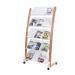 Alba Mobile Wooden Floor Stand 5 x 3 Compartments A4 Format Literature Display H1650 x W860 x D520mm Light WoodWhite - DD5GMW BC 29777AL