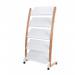 Alba Mobile Wooden Floor Stand 5 x 3 Compartments A4 Format Literature Display H1650 x W860 x D520mm Light WoodWhite - DD5GMW BC 29777AL