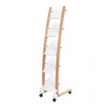 Alba Mobile Wooden Floor Stand 5 Shelves A4 Format Literature Display H1650 x W360 x D520mm Light WoodWhite - DD5PMW BC 29784AL