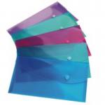 Rapesco Popper Wallet Polypropylene DL Bright Transparent Assorted (Pack 5) - 0690 30101RA