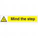 Seco Warning Safety Sign Mind The Step Semi Rigid Plastic 300 x 50mm - W0185SRP300X50 30120SS