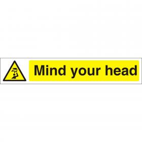 SECO Warning Safety Sign Mind Your Head Semi Rigid Plastic 300 x 50mm - W0186SRP300X50 30127SS