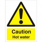 SECO Warning Safety Sign Caution Hot Water Semi Rigid Plastic 50 x 75mm (Pack 5) - W0189SRP50X75 P5 30141SS