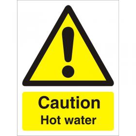 Seco Warning Safety Sign Caution Hot Water Semi Rigid Plastic 50 x 75mm (Pack 5) - W0189SRP50X75 P5 30141SS